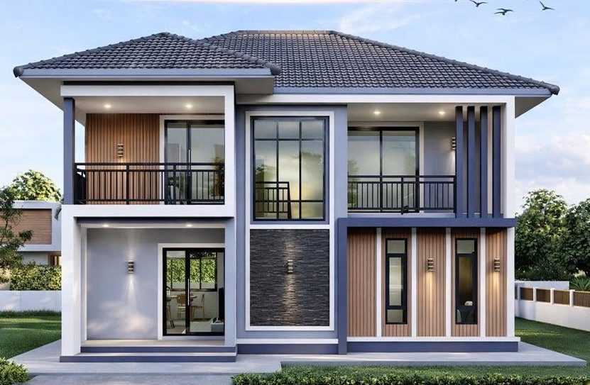 บ้านสองชั้นโมเดิร์นสำหรับภาพเปิดของ BaiBoon Home